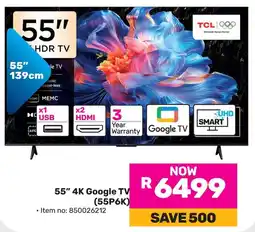 Game TCL 55" 4K Google TV offer