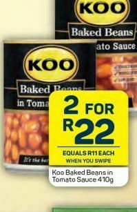 Pick n Pay Koo baked beans in tomato sauce 2 offer