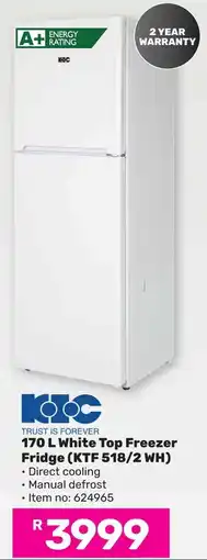 Game KIC White Top Freezer Fridge offer