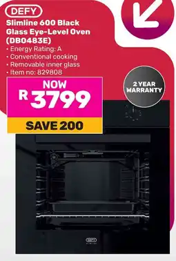 Game DEFY Slimline 600 Black Glass Eye-Level Oven offer