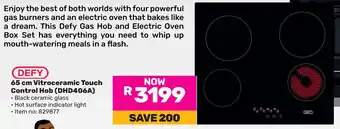 Game DEFY Vitroceramic Touch Control Hob offer