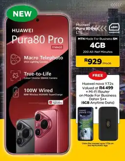 MTN Huawei Pura 80 Pro LTE offer