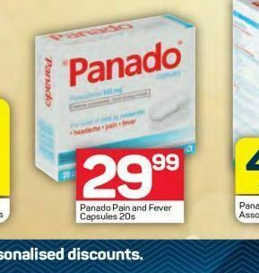 Pick n Pay Hypermarket Panado tablet offer