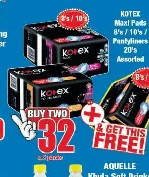 Boxer Kotex sanitarity pads 2 offer
