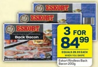 Pick n Pay Eskort Rindless Back Bacon 200g offer