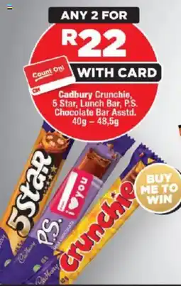 OK Foods Cadbury Crunchie, 5 Star, Lunch Bar, P.S. Chocolate Bar Asstd. offer