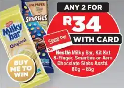 OK Foods Nestle Milky Bar, Kit Kat 8-Finger, Smarties or Aero Chocolate Slabs Asstd. offer