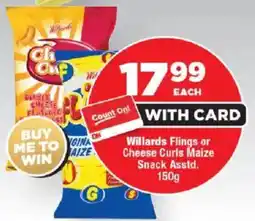 OK Foods Willards Flings or Cheese Curls Maize Snack Asstd. offer