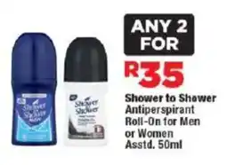 OK Foods Shower to Shower Antiperspirant Roll-On for Men or Women Asstd. offer