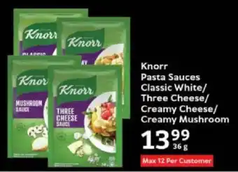 Oxford Freshmarket Knorr Pasta Sauces Classic White/ Three Cheese/ Creamy Cheese/ Creamy Mushroom offer