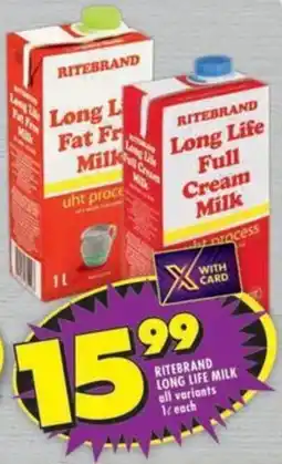Shoprite Ritebrand long life milk all variants offer