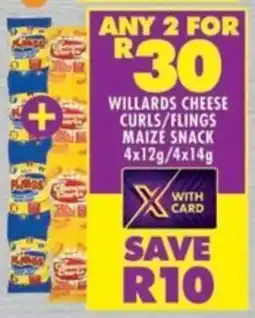 Shoprite Willards cheese curls/ flings maize snack offer
