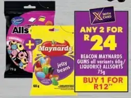 Shoprite Beacon maynards gums all variants/ liquorice allsorts offer