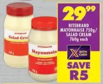 Shoprite Ritebrand mayonnaise/ salad cream offer