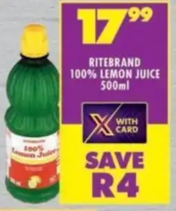 Shoprite Ritebrand 100% lemon juice offer