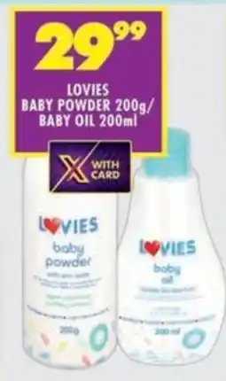 Shoprite Lovies baby powder/ baby oil offer
