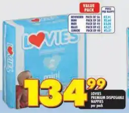 Shoprite Lovies premium disposable nappies offer