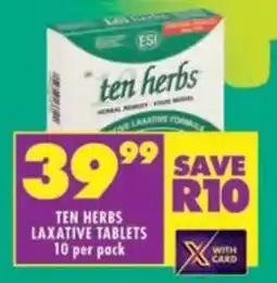 Shoprite Ten herbs laxative tablets offer