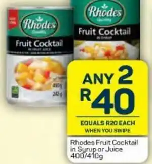 Pick n Pay Rhodes Fruit Cocktail in Syrup or Juice 400/410g offer