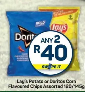 Pick n Pay Lay's Potato or Doritos Corn Flavoured Chips Assorted 120/145g offer