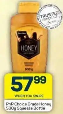 Pick n Pay PnP Choice Grade Honey 500g Squeeze Bottles offer