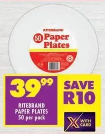 Shoprite Ritebrand paper plates offer