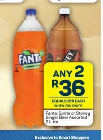 Pick n Pay Fanta, Sprite or Stoney Ginger Beer Assorted 2 Litre offer