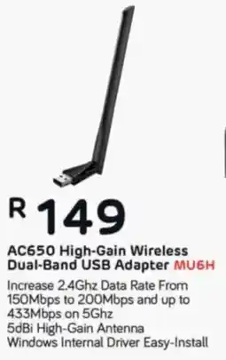 Computer Mania Mercusys AC650 High-Gain Wireless Dual-Band USB Adapter MU6H offer