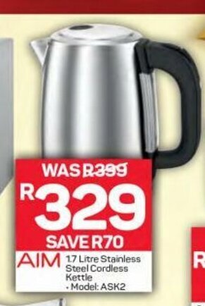 Pick n Pay AIM - 1.7 Litre Stainless Steel Cordless Kettle offer