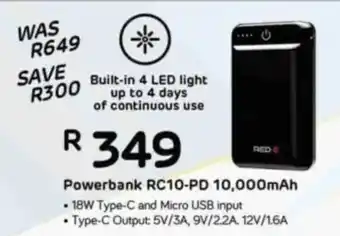 Computer Mania RED-E Powerbank RC10-PD 10,000mAh offer