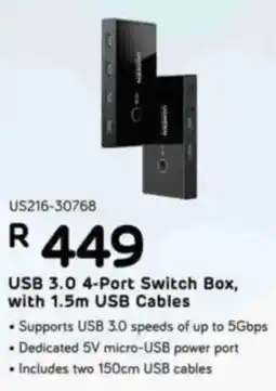 Computer Mania UGREEN USB 3.0 4-Port Switch Box, with 1.5m USB Cables offer