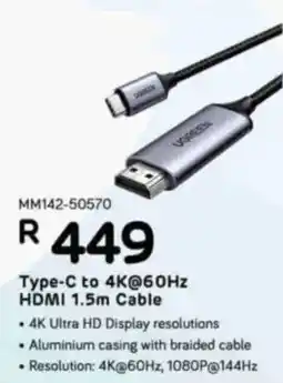 Computer Mania UGREEN Type-C to 4K@60Hz HDMI 1.5m Cable offer