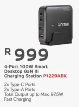 Computer Mania Unitek 4-Port 100W Smart Desktop GaN III Charging Station offer