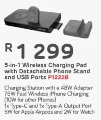 Computer Mania Unitek 5-in-1 Wireless Charging Pad with Detachable Phone Stand and USB Ports offer