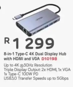 Computer Mania Unitek 8-in-1 Type-C 4K Dual Display Hub with HDMI and VGA offer