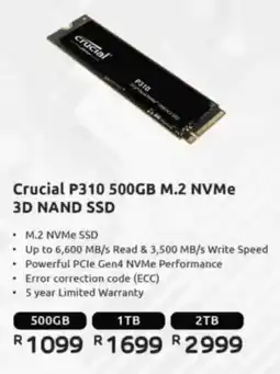 Computer Mania Crucial P310 500GB M.2 NVMe 3D NAND SSD offer