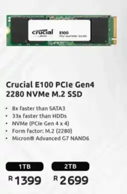 Computer Mania Crucial E100 PCIe Gen4 2280 NVMe M.2 SSD offer