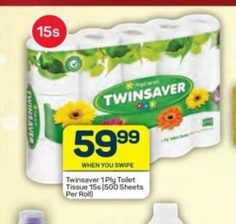 Pick n Pay Twinsaver 1 Ply Toilet Tissue 15s offer