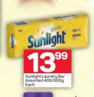 Pick n Pay Sunlight Laundry Bar Assorted 400/500g each offer