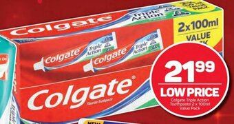 Pick n Pay Colgate Triple Action Toothpaste 2x100ml Value Pack offer