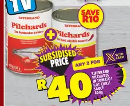 Shoprite Rite brand pilchards in tomato hot chilli sauce offer