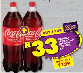 Shoprite Coca-cola original taste less sugar soft drink offer