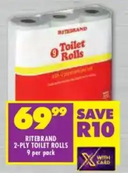 Shoprite Ritebrand 2-ply toilet rolls offer