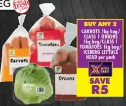 Shoprite Carrots/ Class 1 Onions/ Class 1 Tomatoes/ Iceberg Lettuce Head offer