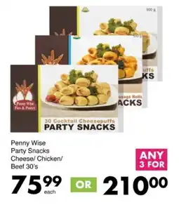 Save Hyper Penny Wise Party Snacks Cheese/ Chicken/ Beef offer