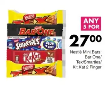 Save Hyper Nestlé Mini Bars Bar One/ Tex/Smarties/ Kit Kat 2 Finger offer