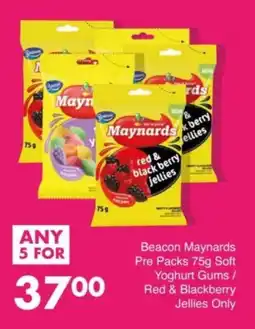 Save Hyper Beacon Maynards Pre Packs Soft Yoghurt Gums/ Red & Blackberry Jellies Only offer