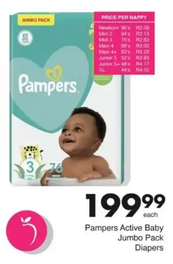 Save Hyper Pampers Active Baby Jumbo Pack Diapers offer