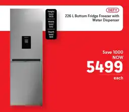 Makro DEFY Bottom Fridge Freezer with Water Dispenser offer