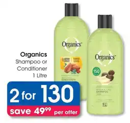 Clicks Organics Shampoo or Conditioner offer
